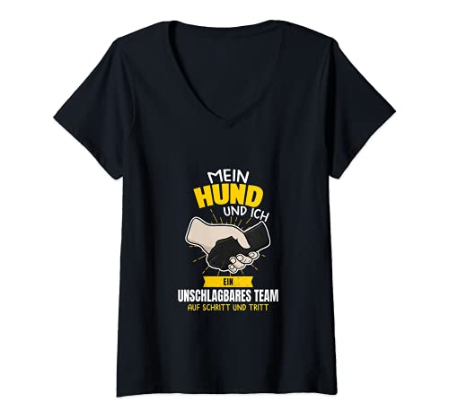 Damen Unschlagbares Team Mantrailing Hundesport Fährtenhund T-Shirt mit V-Ausschnitt