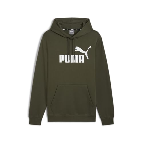 Image of PUMA Men's Essential Big Logo Fleece Hoodie, Dark Olive, XL