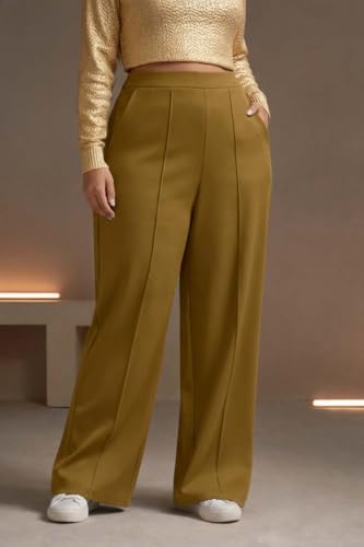 Image of KOTTY Women's Plus Size High Waist Wide Leg Pants for Stylish Comfort and Confident Casual /Stylish Wear