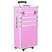 vidaXL Kosmetikkoffer mit 4 Etagen Ablagen Beauty Case Schminkkoffer Friseurkoffer Schmuckkoffer Pilotenkoffer Trolley Rollkoffer Make up Koffer Alu Rosa