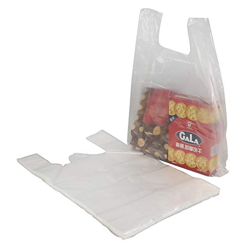 Cadine 320 Bolsas de Plástico para Chaleco de Transporte, Bolsas de Plástico Transparentes estilo Chaleco, Bolsas de Compras de Plástico con Asas