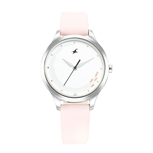 Fastrack Stunners Quartz Analog White Dial Leather Strap Watch fo...