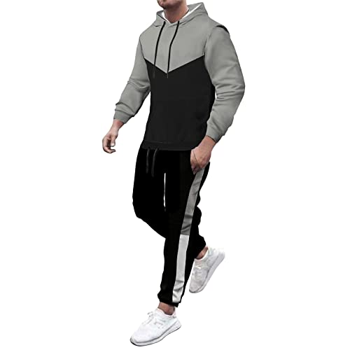 QTANZIQI Offer The Day Chándales para niños Sudaderas con Capucha Personalizadas para Hombres Conjunto de 2 Piezas para Hombres Conjunto de Pantalones y Estampado Dorado de Manga Larga Traje