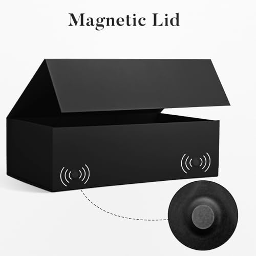 Image of LIFELUM Black Gift Box for Birthday with Magnetic Lid, 14 inchx8.5 inchx4.5 inch