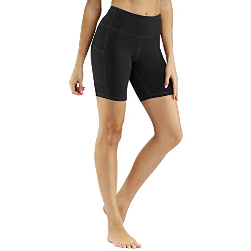 CQC Women's High Waist Yoga Shorts Compression Workout Running Bike Shorts Side Pockets Black XXL - Thumbnail 6