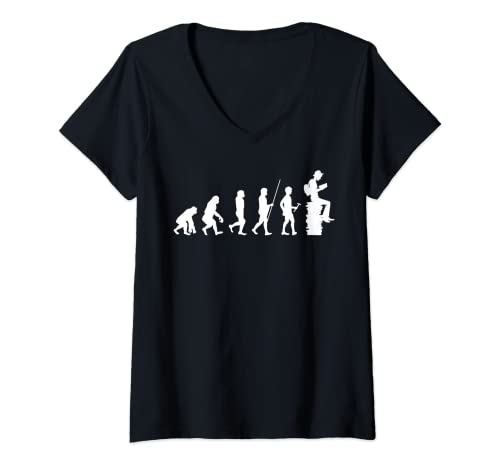 Femme Evolution humaine Lecture Bookworm Livres Amoureux Bibliothécaire T-Shirt avec Col en V
