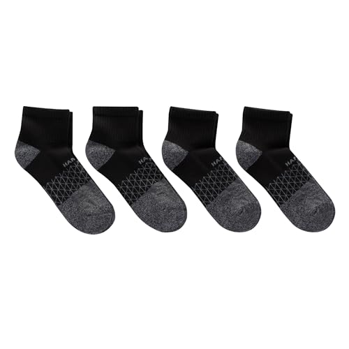 Image of Hanes Men's Socks, Absolute Comfort Cushioned Moisture-wicking Seamless Toe, 4 Pack, Ankle, Crew and Heel Shield Socks