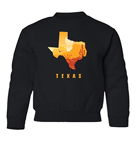 Desert Scenery Shaped Like State of Texas Youth Crewneck Sweater