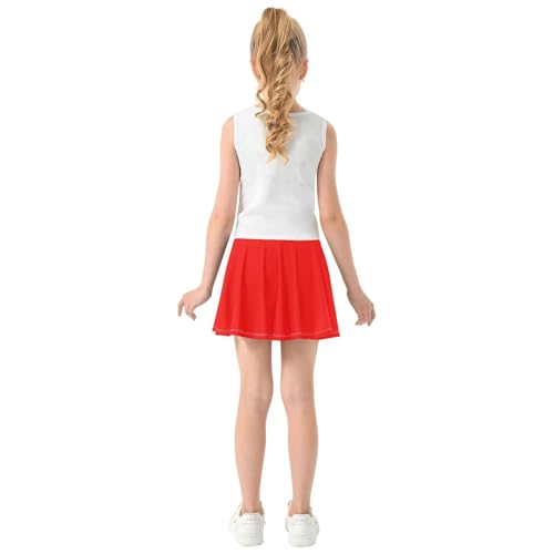 Girls Athletic Skorts Pure Plain Red Tennis Golf Skirts with Shorts and Pockets for Golf Running3