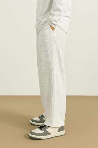Image of INKKR Men's Polyester Causal Lightweight Elastic Waist with Drawstring Comfortable Loose Fit Trouser Pant