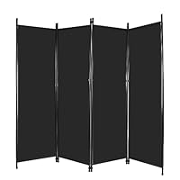 REDCAMP Raumteiler Trennwand 4-teilig klappbar, 205x173 cm Tragbare Sichtschutz-Paravent, Indoor Outdoor Stoff Raumtrenner für Wohnzimmer Schlafzimmer Büro Krankenhaus Balkon Terrasse Garten, Schwarz