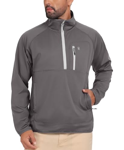 Little Donkey Andy Men's 1/4 Zip Pullover Golf Sweatshirts Waterproof Long Sleeve Athletic Shirts with 3 Pockets for MTB2