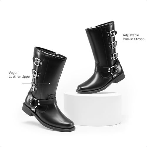 DREAM PAIRS Toddler Girls Mid Calf Boots Side Zipper Riding Shoes4