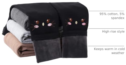 IRELIA Winter Girls Cotton Fleece Lined Leggings Pants Black S - image 4