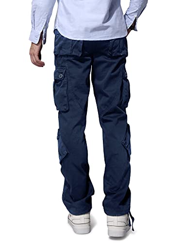 Mesinsefra Men's Cotton Casual Military Army Cargo Camo Combat Work Pants with 8 Pocket Dark Blue 424