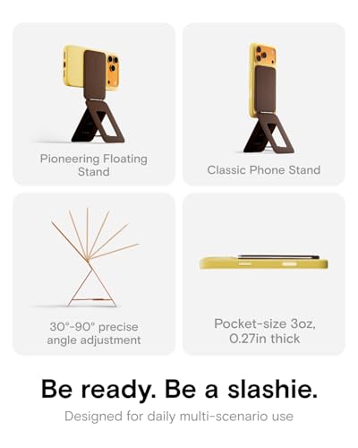 Image of MOFT Phone Tripod Stand Selfie Stick for iPhone, Multi-Angles iPhone Stand, Lightweight & Portable Phone Holder, Strong Magnets, MOVAS Vegan Leather, Travel Essentials, Brownie (Without Card Slot)