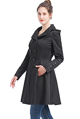Bgsd Women Kayla Waterproof Hooded Mid Length Trench Coat Black Plus Size 2X #TOP2