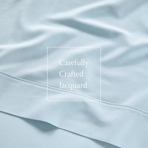 Image of Threadmill 300TC Cotton Twin Sheet Set, Sateen, Solid, Light Blue, 3-Piece