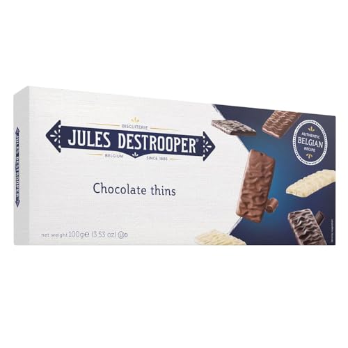 Jules Destrooper Chocolate Thins – Premium Authentic Belgian Biscuits, Butter Cookies Covered in Dark, Milk & White Choc, 100% Natural Ingredients, Perfect Treat or Gift for Hamper – 3 x 100g Packs