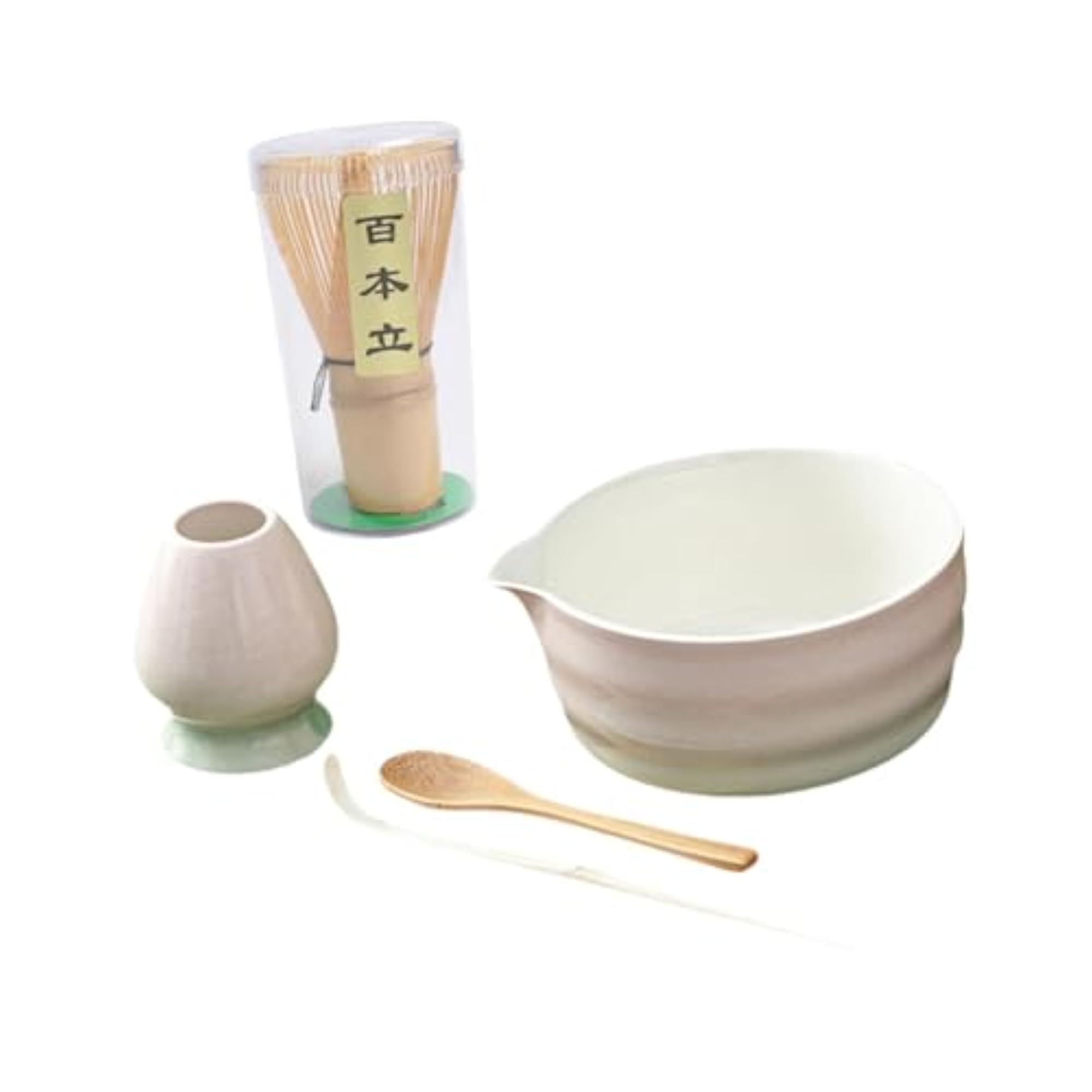 Matcha Tea Set, Ceramic Matcha Bowl with Spout Scoop