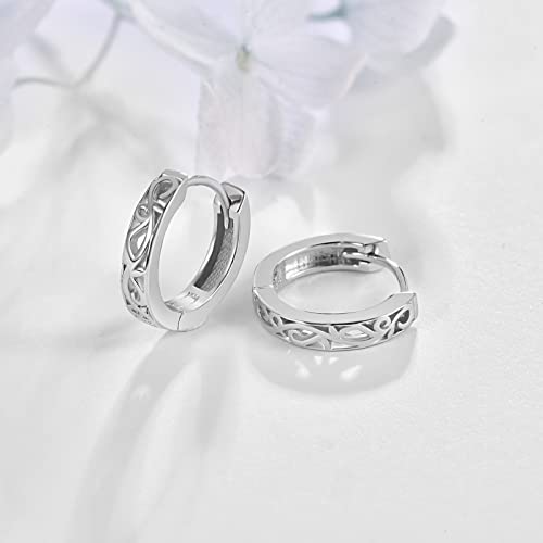 Viking Rune/Celtic Knot Hoop Earrings for Men Women 925 Sterling Silver Hoop Earrings Vintage Jewelry Gifts for Father Son Boyfriend Brother2