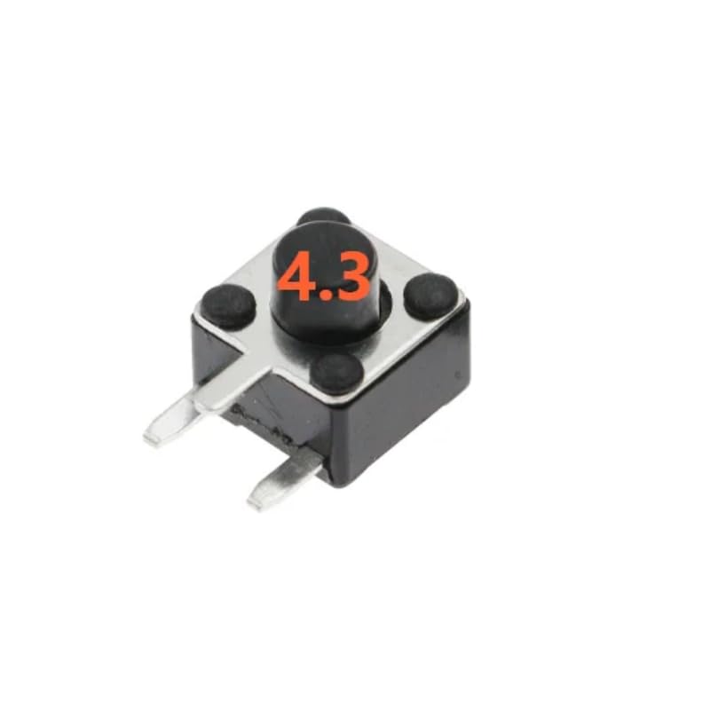 100Pcs Tactile Switch 4.5 x 4.5 x 4.3mm 3Pin DIP Tact Push Button Switch Side Actuator Surface Mount Micro Touch Switch Momentary