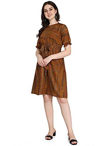 Image of GRECIILOOKS Women's A-Line Rayon Dress Standard Length Kurti