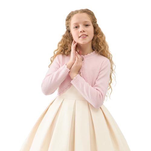 Image of Lilax Little Girls' Knit Long Sleeve Button Closure Bolero Cardigan Shrug