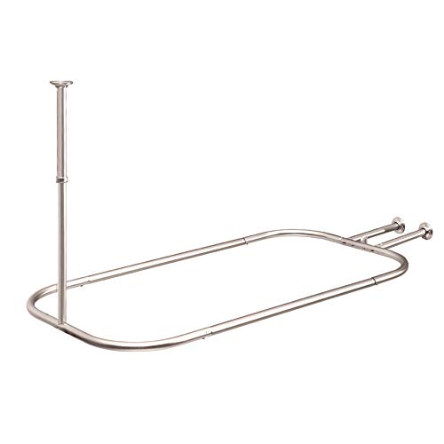 Black Friday - 70% OFF PrettyHome Shower Curtain Rod Hoop Square Shape Bathroom Heavy Duty No Rust Oval Shower Rod 58.3"x24" for Clawfoot Tub,for Free Standing Tubs Brushed Nickel