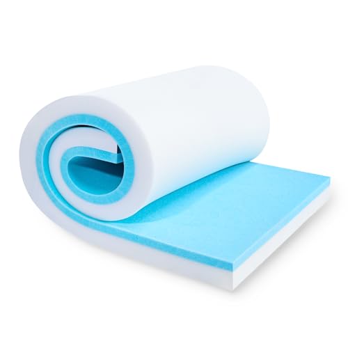Upholstery Foam 72 x 24 x 2 High Density Gel Memory Foam Padding Couch Cushion Support Cut to Size Foam Replacement Pad for Sofa Sag Support