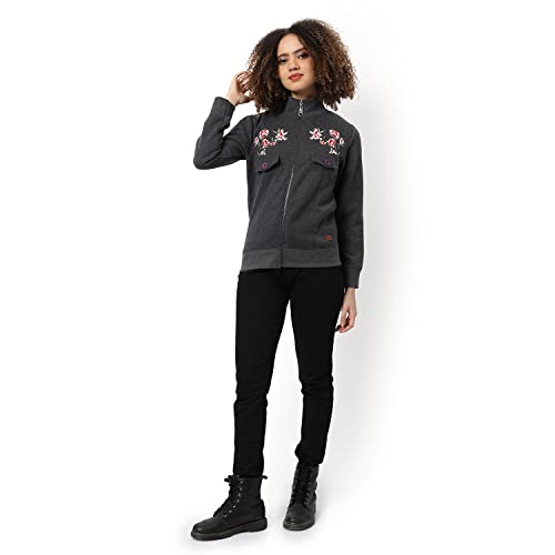 Image of PINACOLADA Women's Colorblock Sweatshirt with Ribbed Hem for Casual Wear | Low-High Neck | Long Sleeve | Button Closure | Cotton Sweatshirt Crafted with Comfort Fit for Everyday Wear