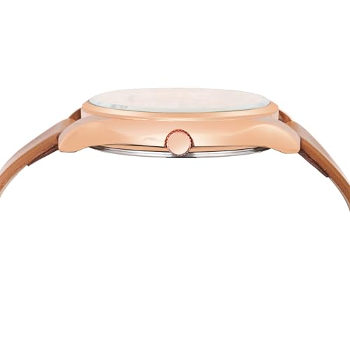 Image of Franklord Marriage Innovations Diamond Studded Series Analog Watch for Men | Round Rose Gold Dial | Premium Leather Strap | Quartz Movement | Stylish Wrist Watch for Men & Boys