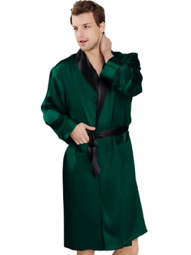Dark Green Satin Men Robe