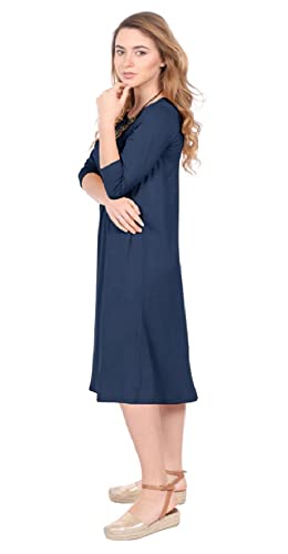 Image of Kosher Casual Women's Modest Lightweight Knit Mid Knee T-Shirt Dress with 3 /4 Sleeves