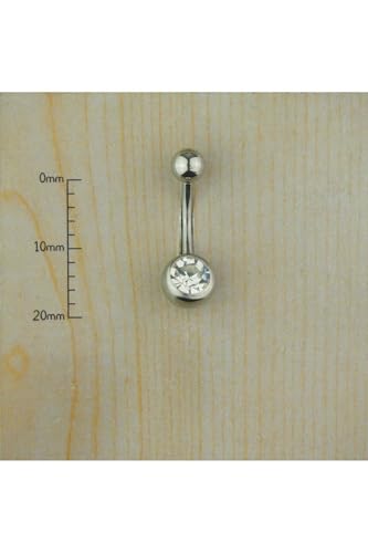 Çelik Tek Taşlı Göbek Piercing, Grii