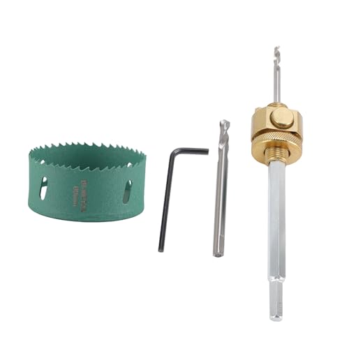 Broca de sierra perforadora de cambio rápido, extensión de vástago hexagonal, abridor de agujeros para techo, tablero de madera de yeso, Kit de acero de aleación con llave (Sierra perforadora de 80