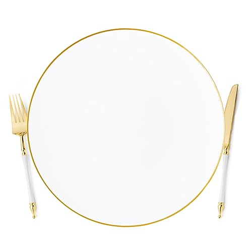 Platos cargadores plásticos blanco/dorado 13" x4 miniatura 6