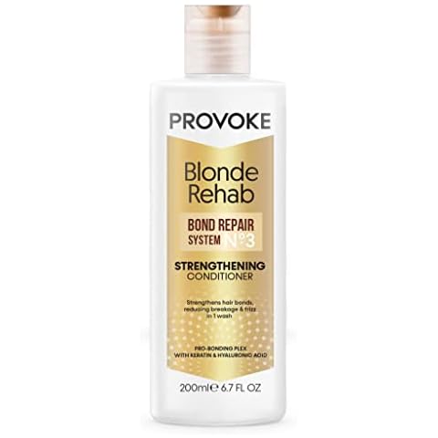 PRO:VOKE Blonde Rehab N0'3 Bond Repair Strengthening Conditioner 200ml, reduces breakage & frizz in 1 wash formulated with a Pro Bonding Complex, Keratin & Hyaluronic Acid, for damaged hair, White Cover