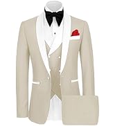 Wangyue Mens Tuxedo Suit for Men 3 Piece Suit Men Slim Fit Suits One Button Shawl Lapel Wedding S...