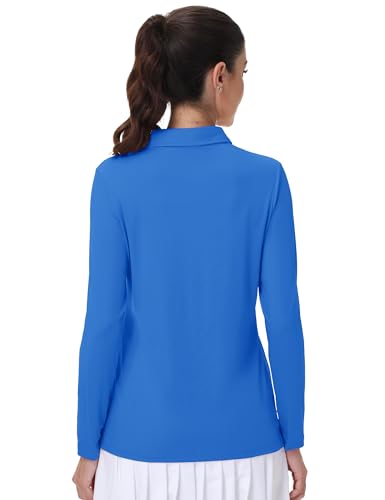 MAGCOMSEN Women's Polo Shirts Long Sleeve Golf T Shirt Quick Dry UPF 50+ Sun Protection Lightweight Athletic Tennis Shirts3