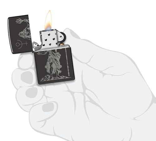 Encendedor Zippo Windproof God Pluto Negro Brillo Alto miniatura 5
