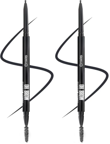 Image of MARS OH Brow Eyebrow Pencil | Micro Precision Retractable with a Spoolie | Highly Pigmented | Smudge Proof & Water Resistance | Long-Lasting | Lightweight Eyebrow Pencil | (0.1 gm) (Black) (Pack of 2)