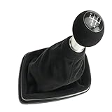 Suolron 12 mm 5 Gang Schaltknauf Schaltsack für Golf 4 Variant Bora Variant 1997-2005 Schwarz mit Rahmen