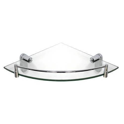 MODONA Corner Glass Shelf with Rail – Polished Chrome – Oval Series - 5 Year Warrantee