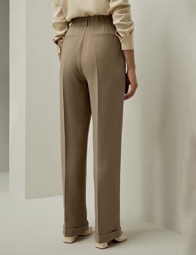 LilySilk Women Silk-Wool Blend Suit Pants Minimalist Solid Straight Leg Loose Work Trousers for Ladies Spring Casual Khaki2