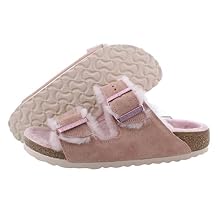 Birkenstock Womens Arizona Shearling Sandals, Light Rose/Light Rose, Pink, 7 Narrow US
