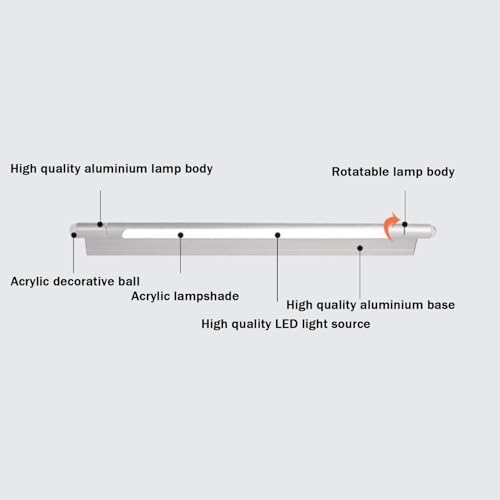 Lámpara de espejo para baño LED regulable de aluminio plata 50cm 3