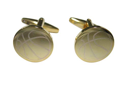 Kiola Designs Gold Toned Etched Round Basketball Cufflinks