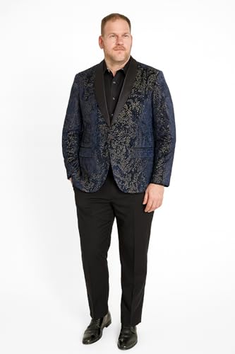 Men’s Navy Blue Sequin Tuxedo Jacket with Black Satin Shawl Lapel – Luxury Prom and Wedding Blazer4