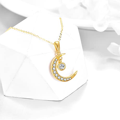 Collar de luna y estrella en oro amarillo y ópalo